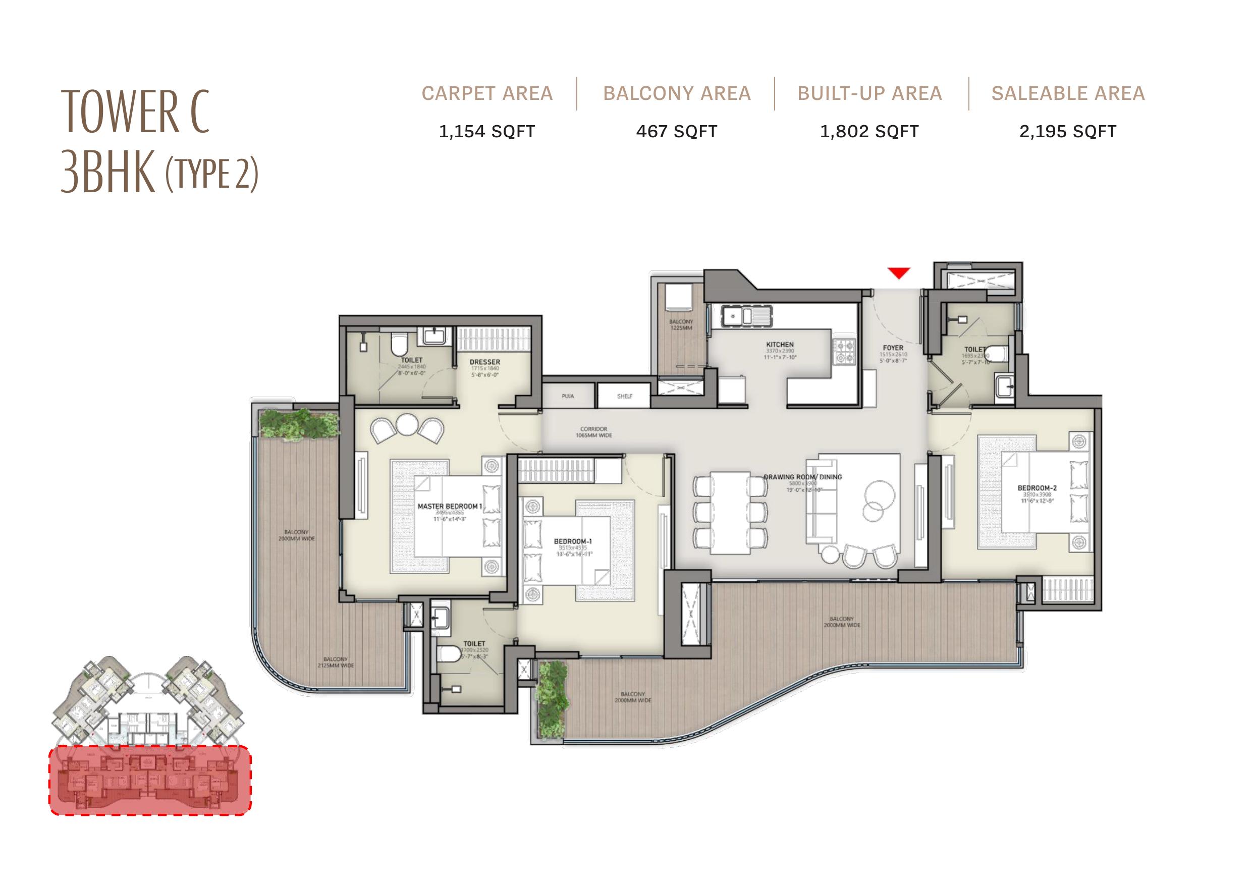 Tower C 3BHK Type 2
